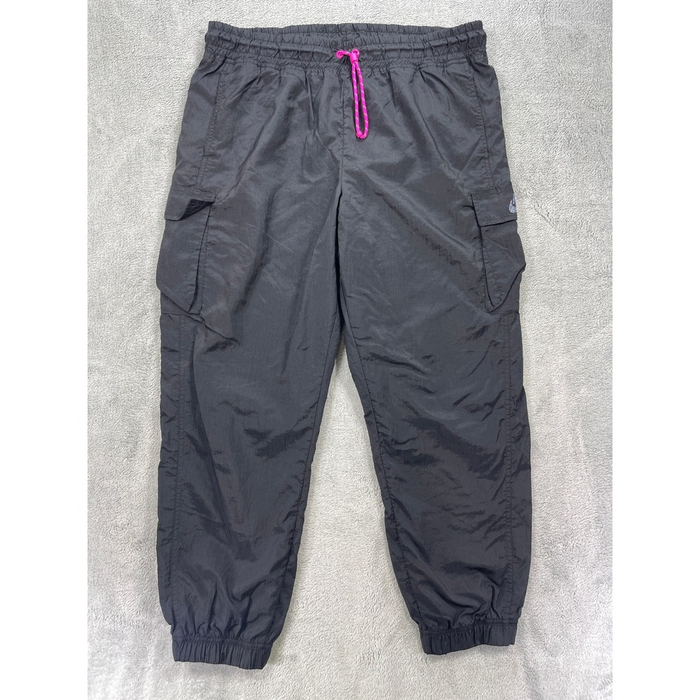 Nike Cargo Pants Women XL Black Sportswear Track Jogger Nylon Speckled Logo